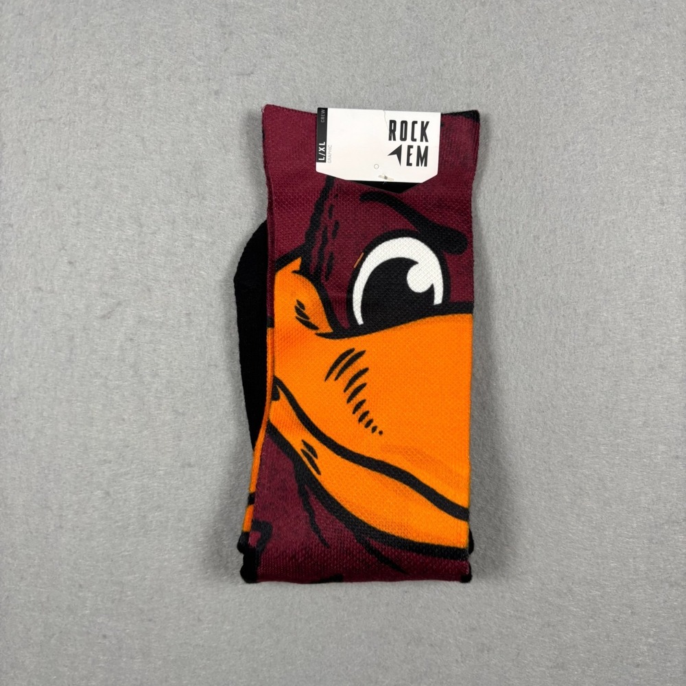 New Rock Em Socks Virginia Tech Unisex Adult Size L/XL NCAA VT Hokies Football